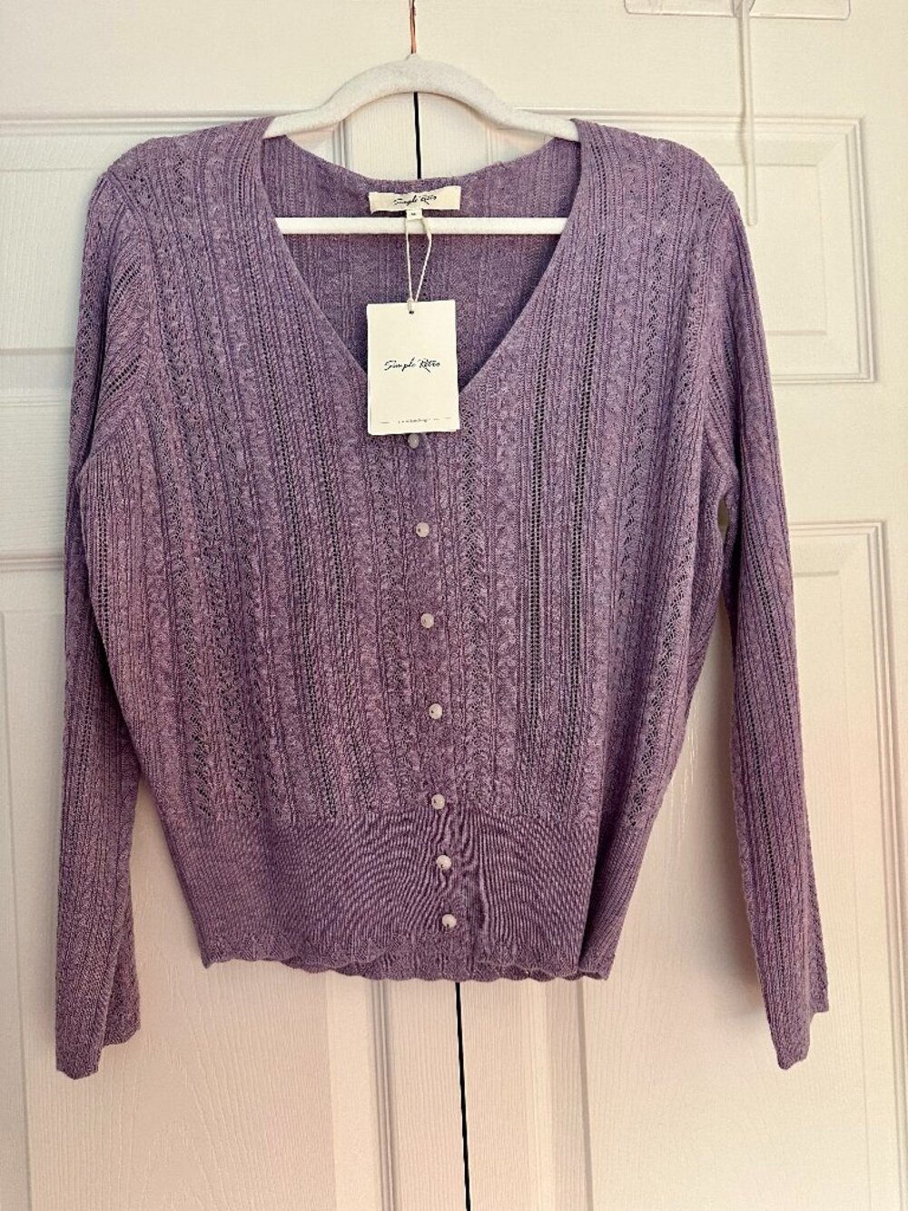 NWT Simple Retro Lavender Lilac Cardigan M Purple